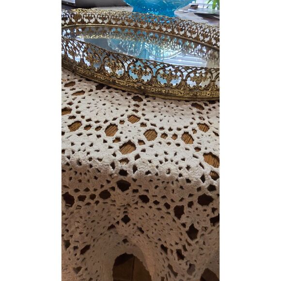 VTG Hollywood Regency Oval Filigree Mirror Vanity Tray 6.5 x 11./4" Gold - Picture 3 of 6